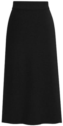 seiveini Jupe en Tricot Femme Longue Élégante Jupes en Laine Coupe Ajustée Automne Hiver A Noir 4XL