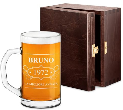 Maverton Pinta in vetro da 640 ml - con incisione personalizzata - ottimo Boccale per amanti della birra - Bicchiere per la Birra bionda e mora - per zio fratello o amico - migliore annata