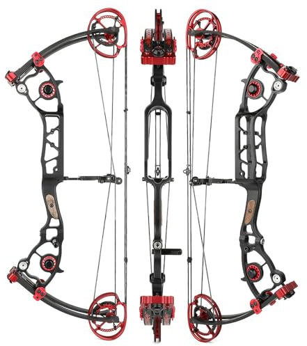 wolfman Compoundbogen Set Erwachsene IBO 380FPS Bogenschießen Stahlkugel Dual Use Jagd Bogen Schießen Wettbewerb Bogen für die Jagd Bogenschießen Links und Rechtshänder (50-70lb, Rot Bogen)