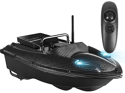 LANGSHI Fischköderboot RC Boot Köderboot 500m Fernbedienung Futterboot 1,5kg Laden Doppelmotor Fischfinder Geschenke für Männer (Kohlefaser)
