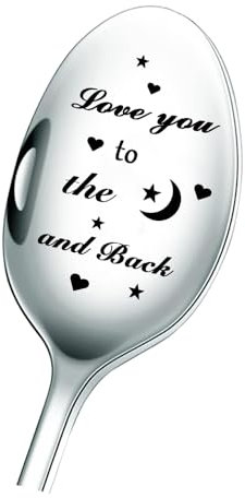 Love you to the Moon and Back - Gravierte Kaffeelöffel, Hochzeitsgeschenk, einzigartiges Kochgeschenk, Zeichen der Liebe zu besonderen Anlässen, Valentinsta, Geburtstags Geschenk