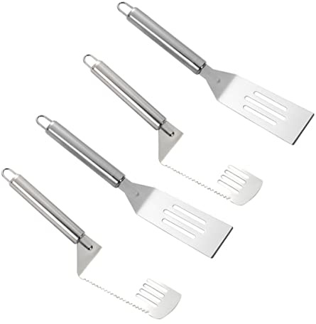 Ciieeo 4pcs Grill Shovel Frying Spatula Teeth for Griddle Stainless Steel Multi-purpose Kitchen Tool