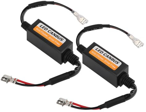 CGEAMDY 2 Pièces Décodeurs De Résistance D'ampoules De Voiture, Anti-Scintillement Harnais Décodeur, Résistance Avertissement DE Scintillement D'ampoule Phare LED EMC Décodeur D'annulation(H1/H3)