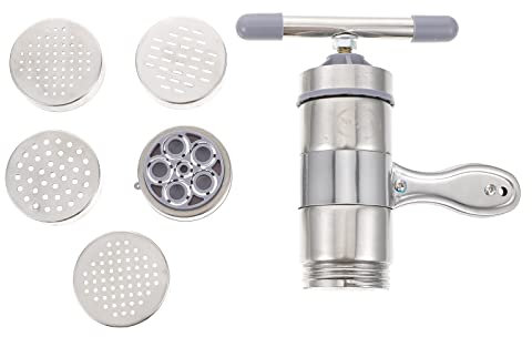 Zerodeko Macchina per Pasta Fresca, Macchina per Pasta Manuale in Acciaio Inox Macchina per Pasta Con 5 Stampi per Pasta, Macchina per Ravioli per Spaghetti Lasagne Ravioli Utensili Da Cucina