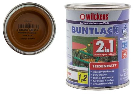 Wilckens Buntlack 2in1 Dispersion seidenmatt 30 Farben 125ml, Farben:Lehmbraun