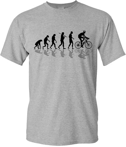 Baddery T-shirt de vélo pour homme - « Bike Evolution » - T-shirt pour cycliste, gris, L