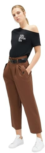 Motivi: Pantaloni con Pieghe e Cintura Marrone. 36 Stagione Primavera Estate 2024.
