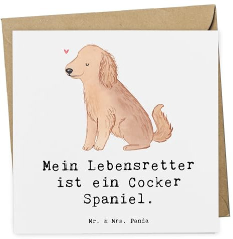 Mr. & Mrs. Panda Grußkarte Cocker Spaniel Lebensretter - Geschenk, Glückwunschkarte, anlasskarte, Klappkarte, Englische Cockerspaniel, faltkarte, doppelkarte