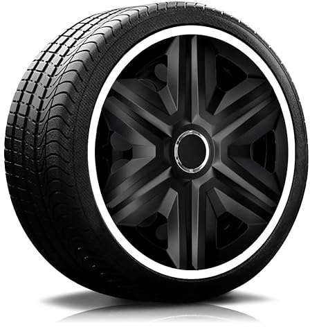 Autoteppich-Stylers RADKAPPEN RADBLENDEN RK21 schwarz/Weiss für 15 Zoll Stahlfelgen 4 Stück