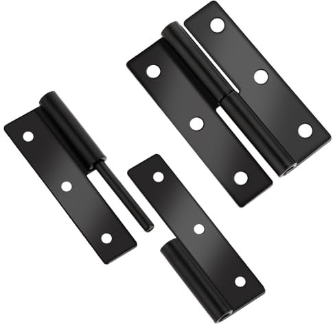 Molain Lot de 2 charnières de porte arrondies noires mates, 6,3 cm, en acier inoxydable, amovibles, antirouille, pas de couinement, robustes