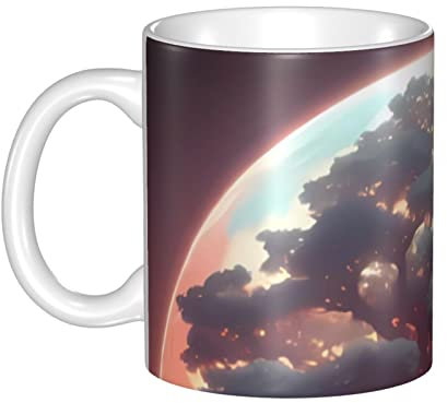FJQWKLF Tazze stampate con alberi giganti con manico, tazza da caffè in ceramica personalizzata per bar residenziali
