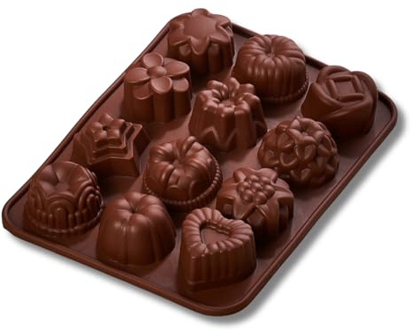 3 PAGEN® Mini Muffinform für 12 Stück, Silikonform für kleine Cupcakes, Muffin Backform antihaft, Muffinförmchen Blume, Herz, Antihaft-Silikon-Backform, Schokoladenform, Pralinenform Silikon
