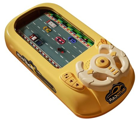 perfk Lenkrad-Spielzeug mit 200 Geschwindigkeitsstufen, Simulations-Fahrspielkonsole für Kinderspielzeuger, interaktives ElternKinderspielzeugerDesktopspiel, selbstbetriebenes Spielzeug, gelbes ABS