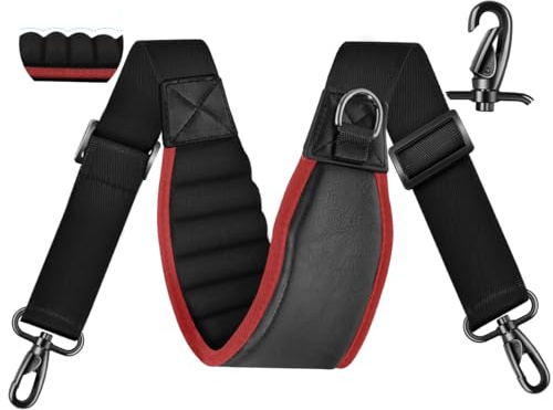 ZINZ Schultergurt 67 Zoll mit dick gepolstertem,universeller Taschengurt mit Doppelschnallen und drehbaren Metallhaken für Laptoptasche, Kuriertasche, Kameratasche, Aktentasche und mehr,Schwarz Rot