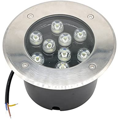 QUSYZD Luces de Paisaje LED para pozos, Luces de Suelo de 9 W, focos empotrados Redondos Impermeables, 7 Colores, luz Blanca, 12 V,White Light-12v