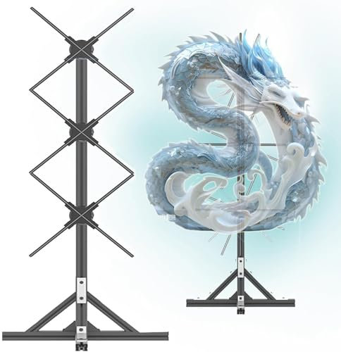 Projecteur De Ventilateur à LED Hologramme 3D, Ventilateur D'Affichage Publicitaire Hologramme 3D, 50/56/6265cm 3 PièCes éPissage Avec Support Au Sol Pour Expositions, Centres Commerciaux,56CM*3PCS