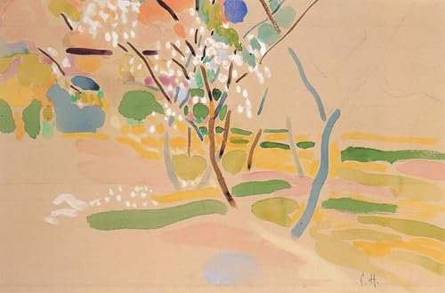 POSTERIIk Vintage Moderne Leinwanddrucke Straße Graffiti Bilder Blühender Apfelbaum von Curt Herrmann Drucken Ölgemälde für Office Home Decor 60x90cm