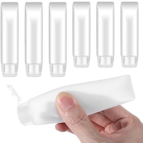 Classicseali Lot de 6 tubes vides rechargeables, petits récipients à liquide, transparents, anti-fuite, bouteilles de voyage pour articles de toilette en plastique pour shampooing, après-shampoing et
