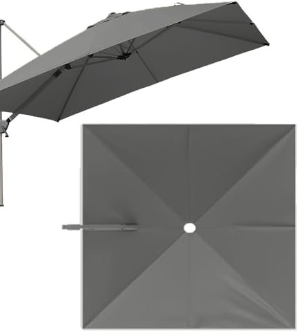 QSPNVFB 300cm Quadrato Telo Di Ricambio Per Ombrellone Decentrato 8 Stecche Baldacchino Per Ombrellone A Sbalzo, Copertura Per Ombrellone Da Terrazza(Grey)