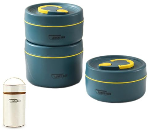 Qcbuegof Lonchera apilable práctica para adultos con aislamiento térmico de acero inoxidable y funda a prueba de fugas