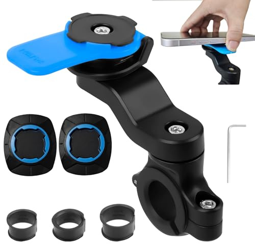LIFEASY STORE Bleu Universel Handlebar Mount Support de Téléphone Portable Amovible pour Vélo, Support de Téléphone Portable Universel pour Vélo et Moto, pour Guidon de Moto Scooter 22,2 à 28,6 mm
