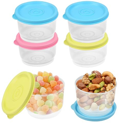 VGECEE 6 Pezzi Contenitori Ermetici per Alimenti, 160ml Piccole Lattine con Coperchio in Plastica Riutilizzabili a Prova di Perdite Mini Contenitori per Alimenti da Cucina per Microonde e Congelatore