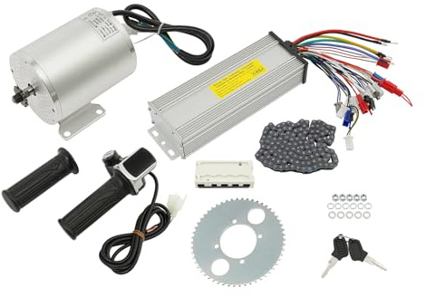 YUASDUU Electric Brushless 48V Motor Kit, 2000W 4300RPM DC High Speed Electric Motor Go Kart Motor Kit w/Throttle Grip Kit & LCD Display Screen for Electric Scooter Motorcycle E-Bike 220-330Lbs Load