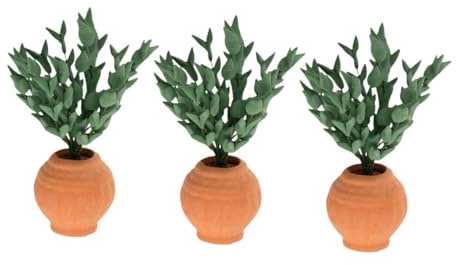 KONTONTY 3pcs Miniature Dollhouse Plants Tiny Bonsai Model Greenery Decorative Ornaments for Fairy Garden Micro Landscape Lightweight Realistic Faux Plants for Small Spaces