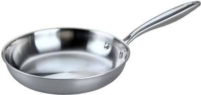 Fackelmann 66270 Poêle 24 cm en Acier Inoxydable 18/10, Structure Triply, Tous Feux Compatible Induction et Four, Cuisson Saine Sans PFAS, Utilisation Intensive, Passe au Lave-Vaisselle, Manche Riveté