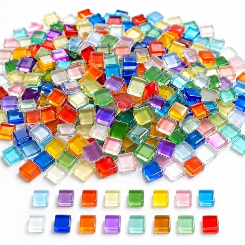 500 g Mosaiksteine, Mosaiksteine zum Basteln, Buntes Glasmosaik-Set | Mosaikfliesen aus Glas, für Bilderrahmen, Vasen, Blumentöpfe, Küche, Bad und DIY-Projekte für Bastelfans