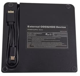 Mikikit Unidad Óptica Externa USB 3.0 y Typec para Portátil y Escritorio, Grabadora CD DVD Multifuncional, Diseño Clásico, bajo Ruido y Material Abs Negro