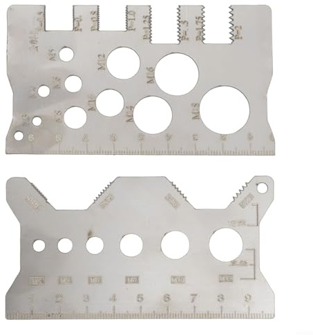 Set di 2 misuratori del passo della filettatura della vite, righello in acciaio inossidabile 304 per una misurazione accurata del diametro e del passo della vite, per specifiche metriche di bulloni e