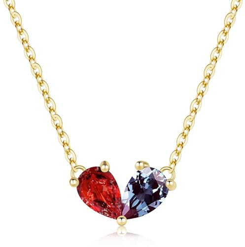 Turandoss January Heart Birthstone Necklace for Women Girls Birthday Gifts