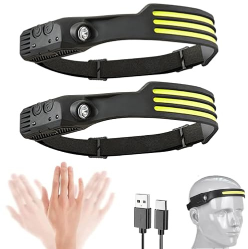 Head Torch, Luxelight LED Headtorch Rechargeable, Lumilight Head Torch 230° Wide Beam Headtorch, Rechargeable Waterproof Lightweight Headlamp for Running, Camping, Hunting (2, 3 Front Led Lichtleiste)
