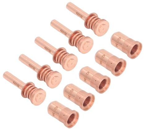 WALFRONT Plasmaschneider-Düsen-Elektroden-Set, Messing-Plasmaschneid-Verbrauchsmaterialien, Ersatzteile für PMX 30AIR mit 5 Elektroden und 5 Düsen für Präzisionsschnitte