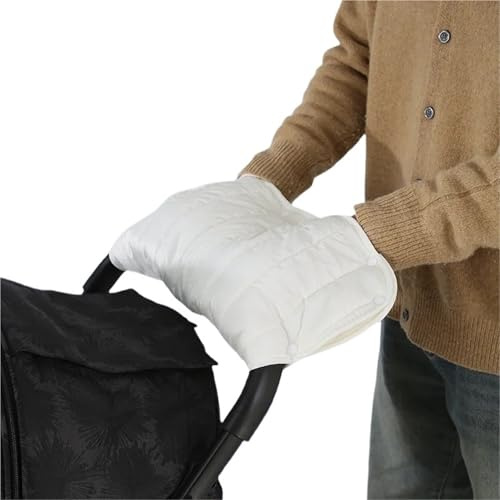 Handwärmer Kinderwagen Dicke Kinderwagen-Handwärmer, Kinderwagen-Fleeceüberzug, Einkaufswagenhandschuhe, Kinderwagenzubehör, warm(White)