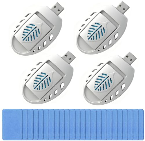 4PCS Portable USB Électrique Répulsif Anti-Moustique, Chauffage Électrique Universel Anti-Moustiques USB à Brancher avec 120 Comprimés Anti-moustiques pour Intérieur et Extérieur (Blanc)