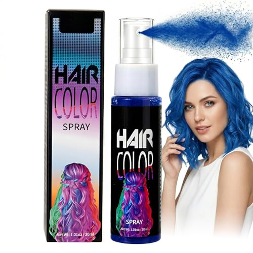 Blue Hair Colour Spray - Temporary Hair Colour Spray, Coloured Hair Spray Wash Out for Parties, Cosplay & Halloween, 30ml Colour Hair Spray (Blue)