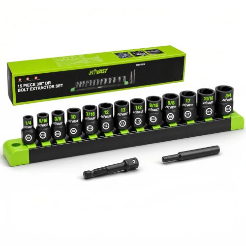 HYVAST 15PCS Bolt Extractor Socket Set, 3/8 Drive Lug Nut Remover