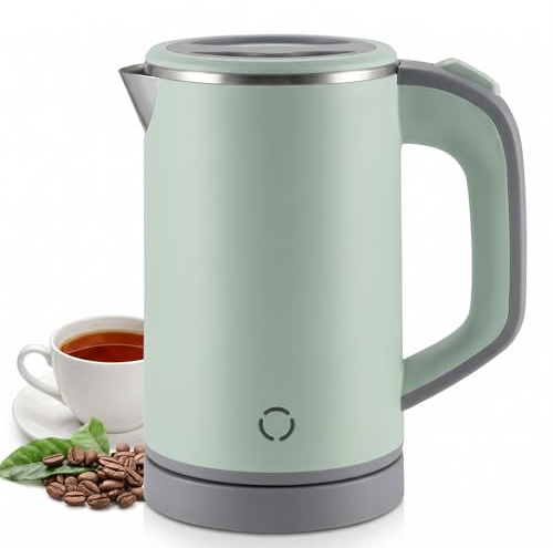 Edelstahl Reisewasserkocher Klein 800ml,5 Minuten Snel Koken,600W Mini Wasserkocher Klein Groen für Reisen, Automatische Uitschakeling,Energiesparend & Energieeffizienz