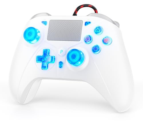 GGiking RGB Wired Controller for PS5/PS4/PC, Gamepad with Turbo, Macro, LED Light, Dual Motor Vibration, 6-Axis Sensor, Touchpad, 3.5mm Audio Jack