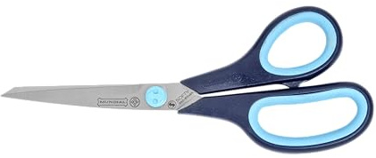 Mundial Cushion Soft Dressmaker Shears, 8.5 Stainless Steel Blades with Micro-Serrated Edge, Cushioned Inserts & Enlarged Finger Bows for Comfort and Non-Slip 8-1/2-Inch Sewing Shears (Blue)