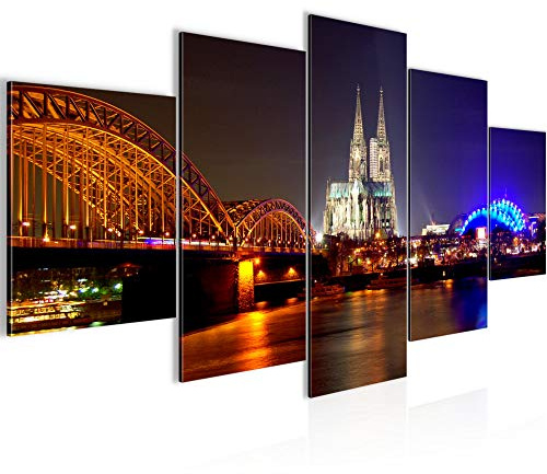 Runa Art - Bilder Köln 200 x 100 cm 5 Teilig XXL Wanddekoration Design Bunt 602651a
