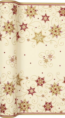 Tischläufer Rolle Stars and Swirls Gold – Sterne & Wirbel Gold / Airlaid / Tischband / Weihnachten 40cm x 4,90m