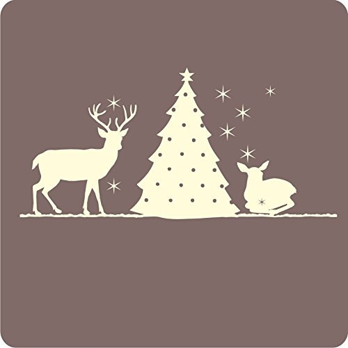 1 Weihnachtsbaum und Reh / Hirsch-Aufkleber zur Dekoration von Wänden, Glasprodukten, Fliesen und allen anderen glatten Oberflächen; aus 14 Farben wählbar; in matt oder glänzend; Hellblau - glänzend