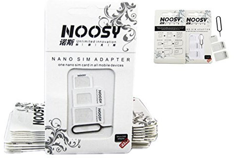 Tecnostore® 4 in 1 Adapter Card Nano Micro SIM for iPhone 6 5 4 4s iPod + Card Puller Standard Mobile Phone