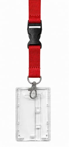 Waizmann.IDeaS® Ausweisset - Umhängeband Schlüsselband Lanyard 20mm Steckverschluss + Kartenhalter Kartenhülle Ausweishülle vertikal Ausschieber
