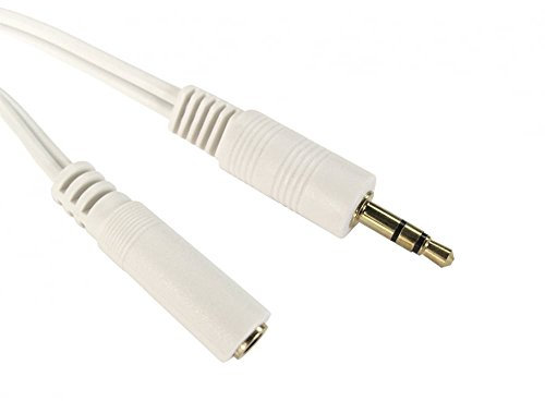 Ex-Pro 3.5mm Aux Audio Extension Lead Cable Male to Female Stereo Headphone Jack, with Gold Plated Connectors - White, 10m