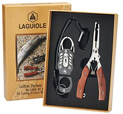 LAGUIOLE - Laguiole 4268483 Fischerkiste mit einer Zange (22 cm) und einem Edelstahlhaken mit braunem Palisandergriff