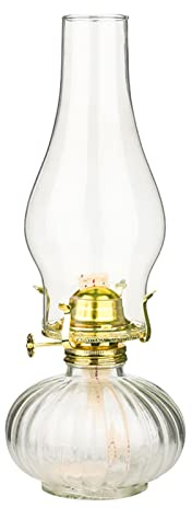 amanigo Große Kammer Öllampe – Vintage Glas Kerosin Laterne für den Innenbereich